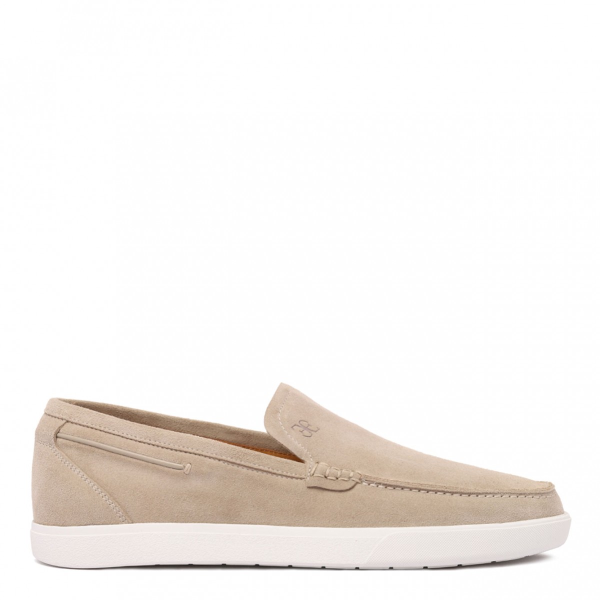 Light Beige Signature Suede Loafers