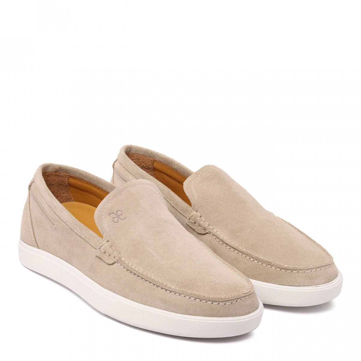 Light Beige Signature Suede Loafers
