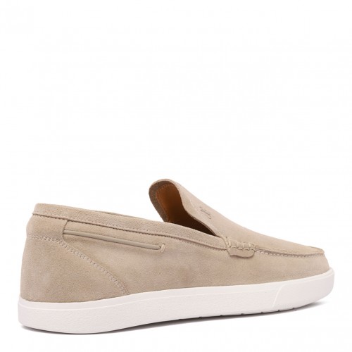 Light Beige Signature Suede Loafers