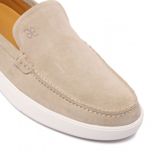 Light Beige Signature Suede Loafers