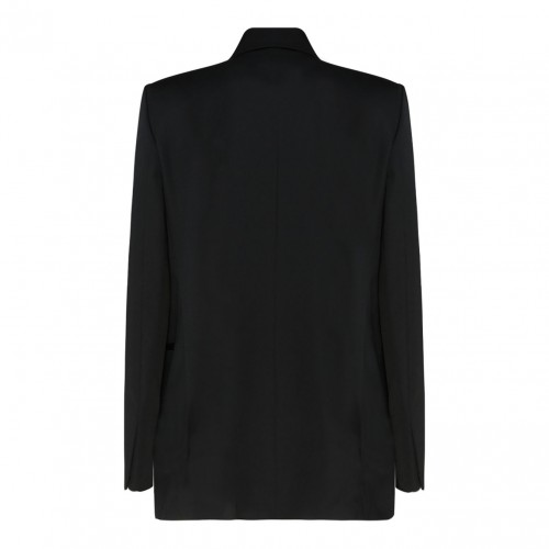 Black Wool Jewel Buttons Open Front Blazer 2