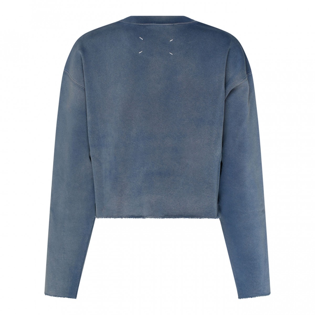 Indigo Blue Cotton Logo Patch Cropped Sweatshirt
