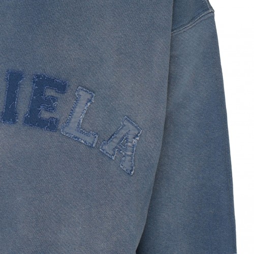 Indigo Blue Cotton Logo Patch Cropped Sweatshirt