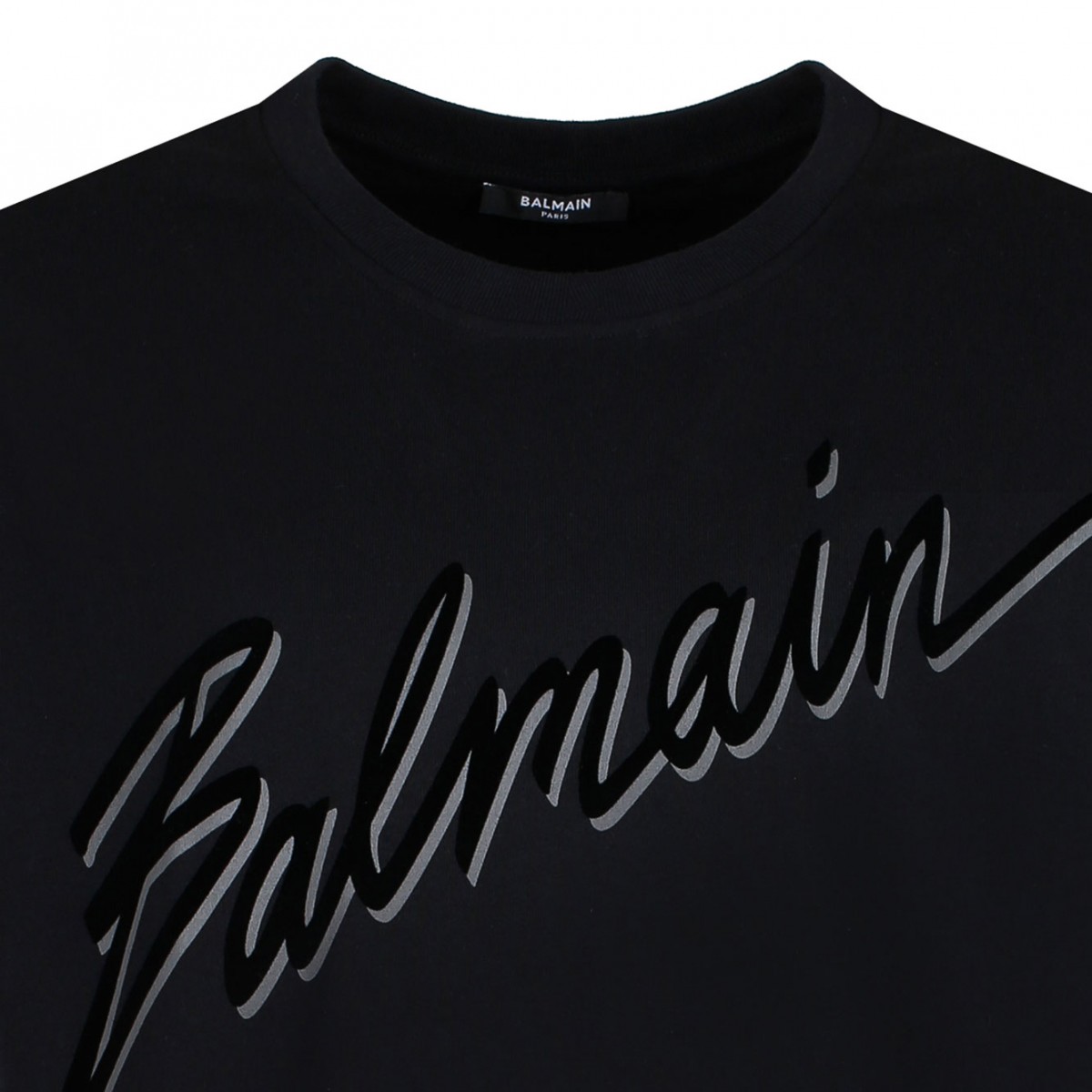 Black Flocked Logo T-Shirt