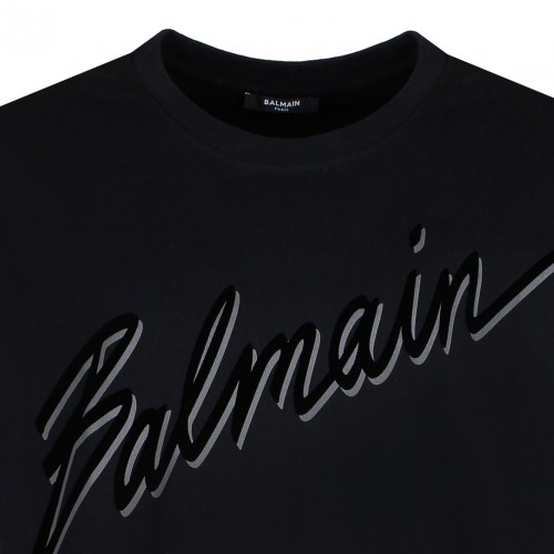 Black Flocked Logo T-Shirt