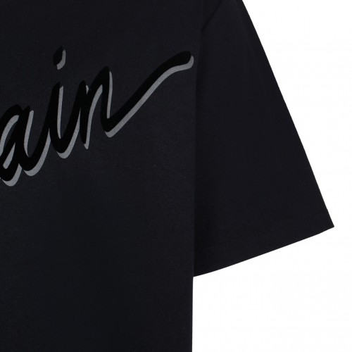 Black Flocked Logo T-Shirt