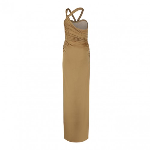 Gold Tone Draped Midi Dress 2