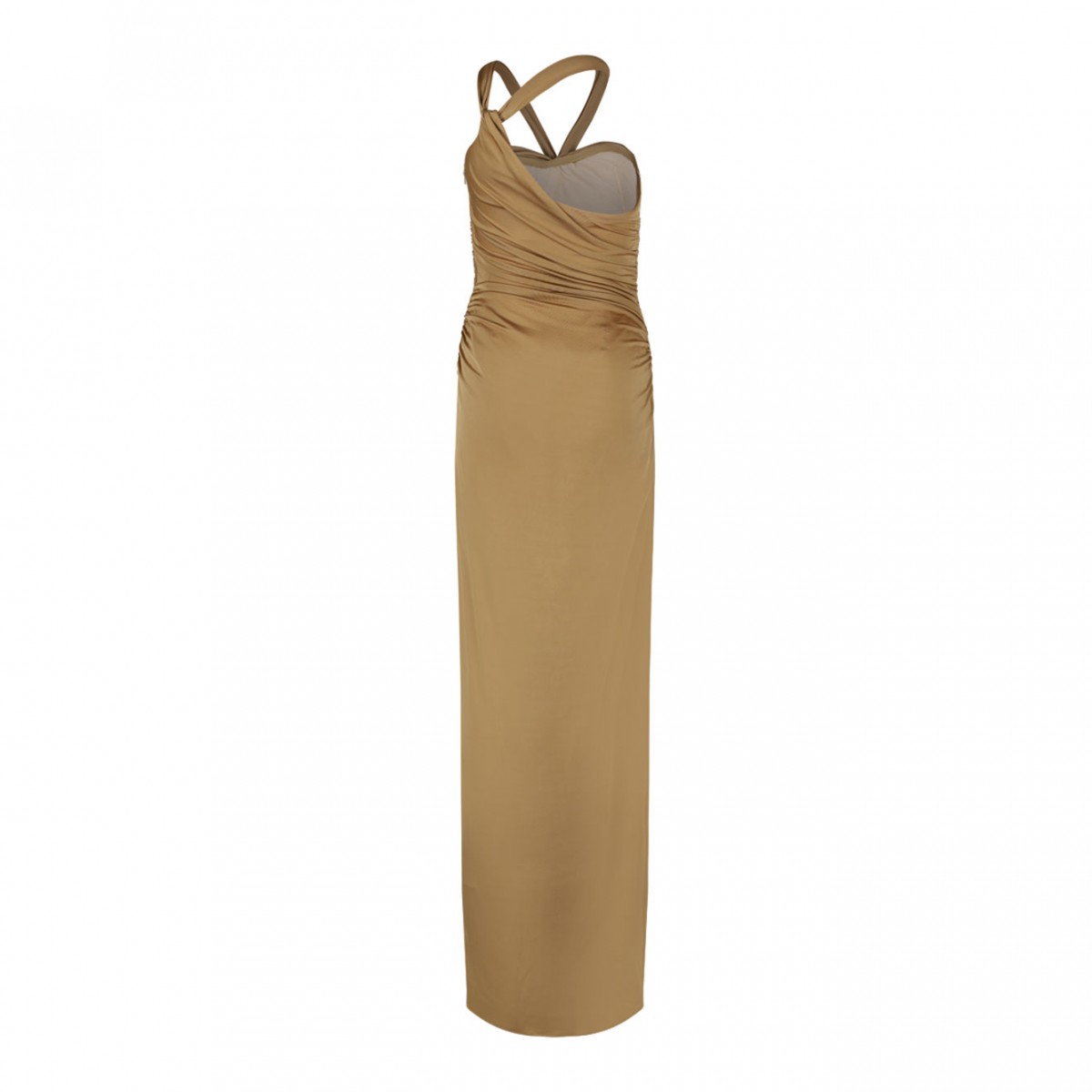 Gold Tone Draped Midi Dress