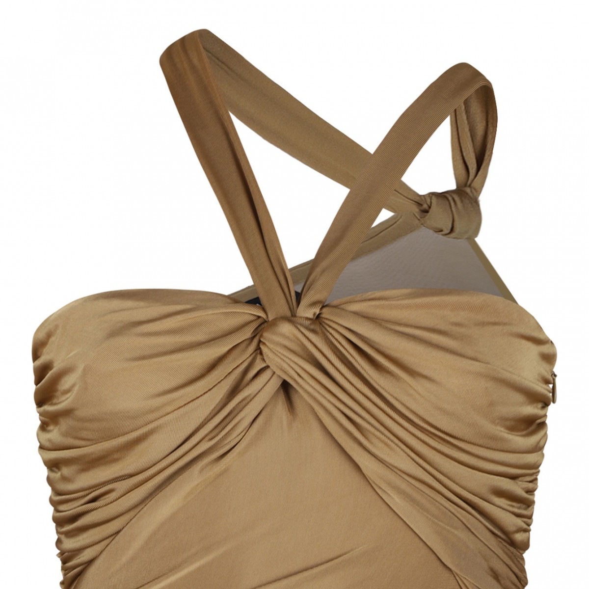 Gold Tone Draped Midi Dress