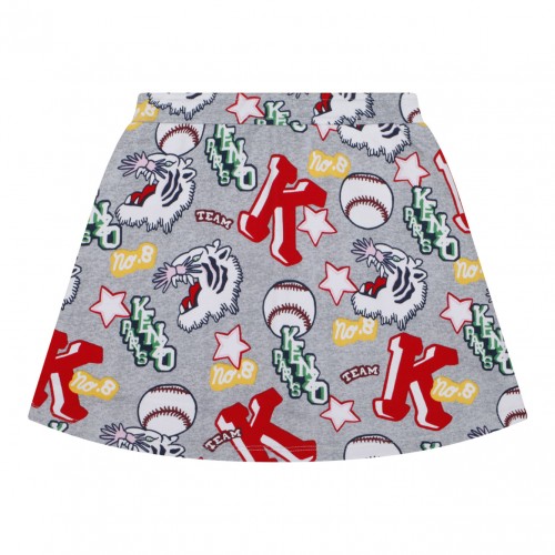 Grey and Multicolour A Line Skirt 2