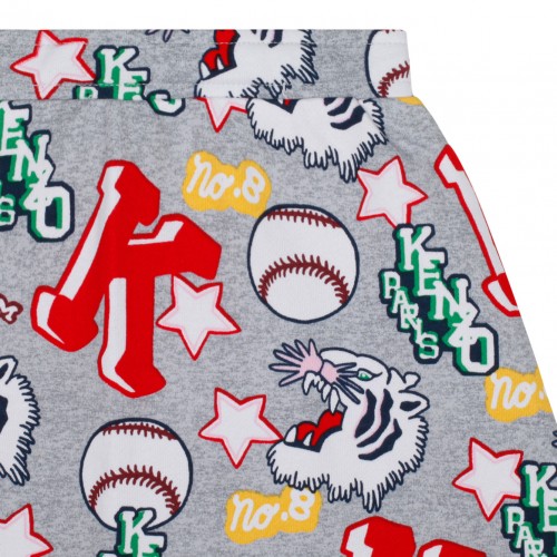 Grey and Multicolour A Line Skirt