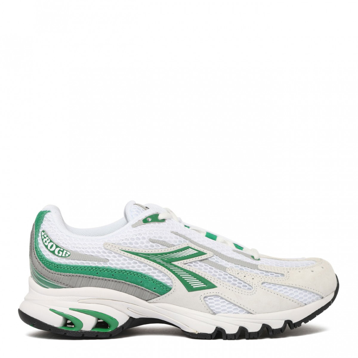 White and Green Mythos Propulsion 80 Sneakers