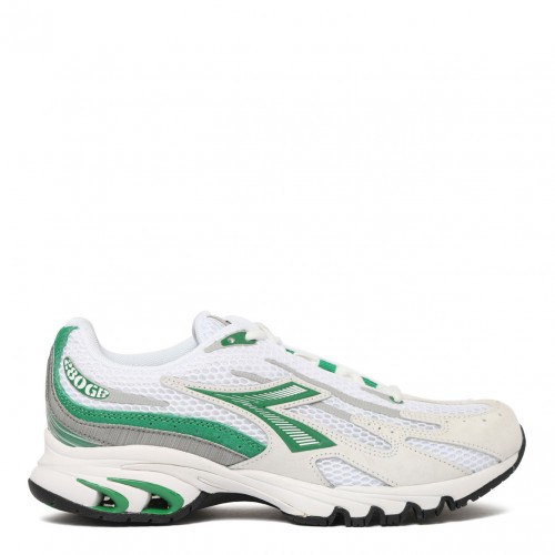 White and Green Mythos Propulsion 80 Sneakers