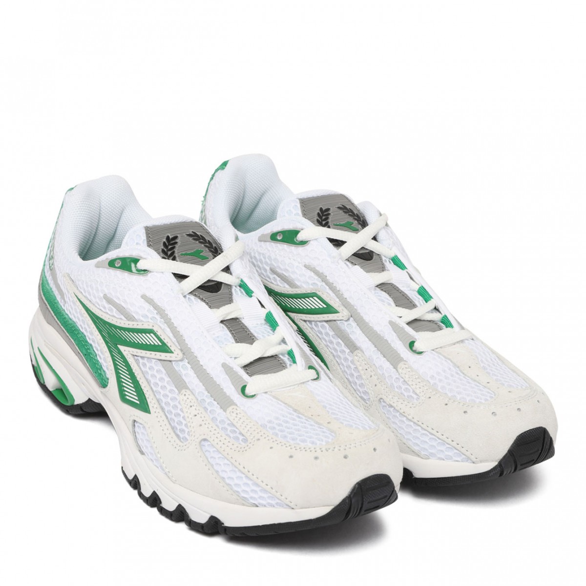 White and Green Mythos Propulsion 80 Sneakers