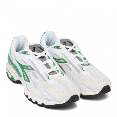 White and Green Mythos Propulsion 80 Sneakers