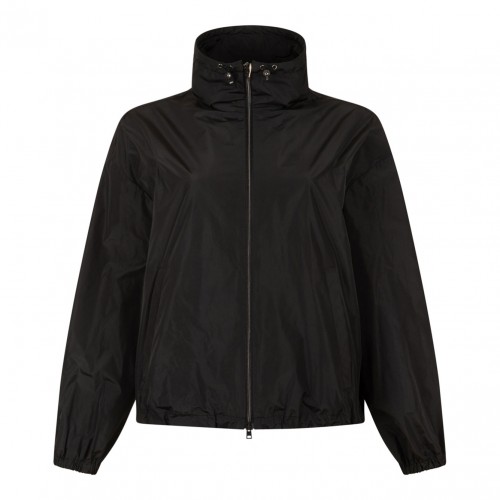 Black Drawstring Collar Jacket