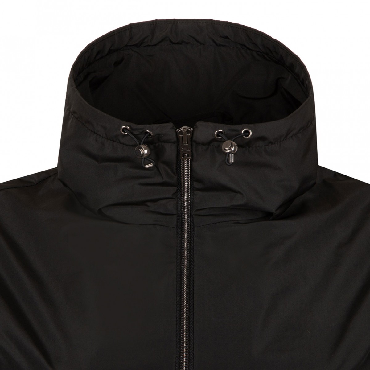 Black Drawstring Collar Jacket