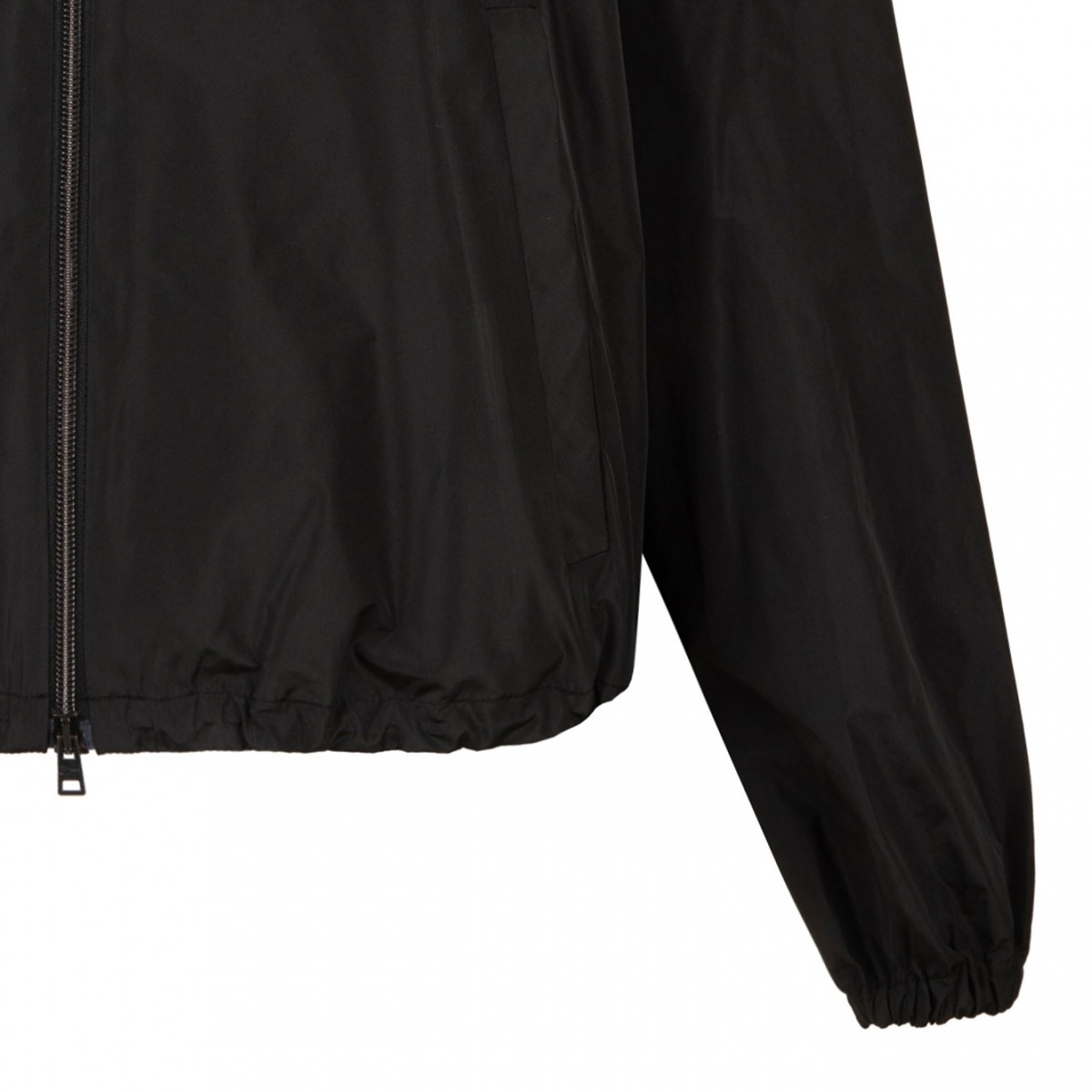 Black Drawstring Collar Jacket