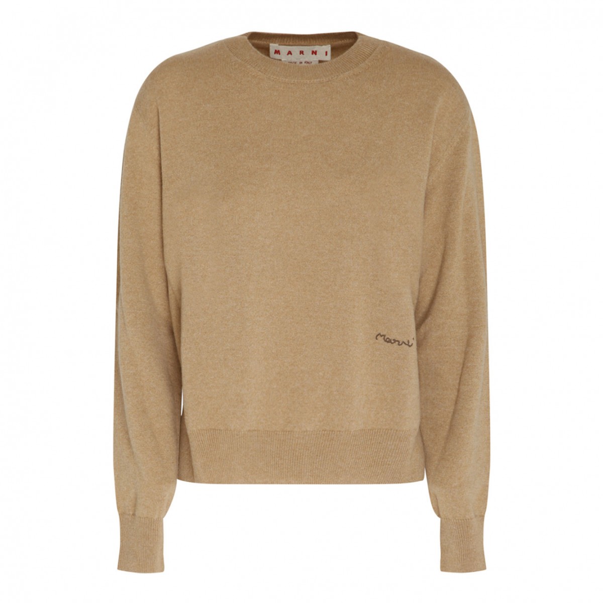 Dune Brown Cashmere Logo Embroidered Jumper