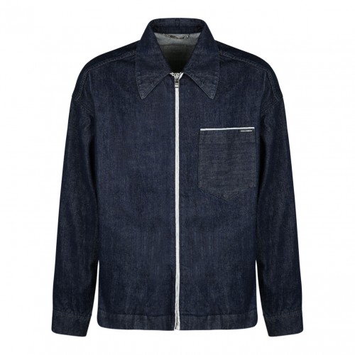 Blue Selvedge Denim Blouse With Zipper