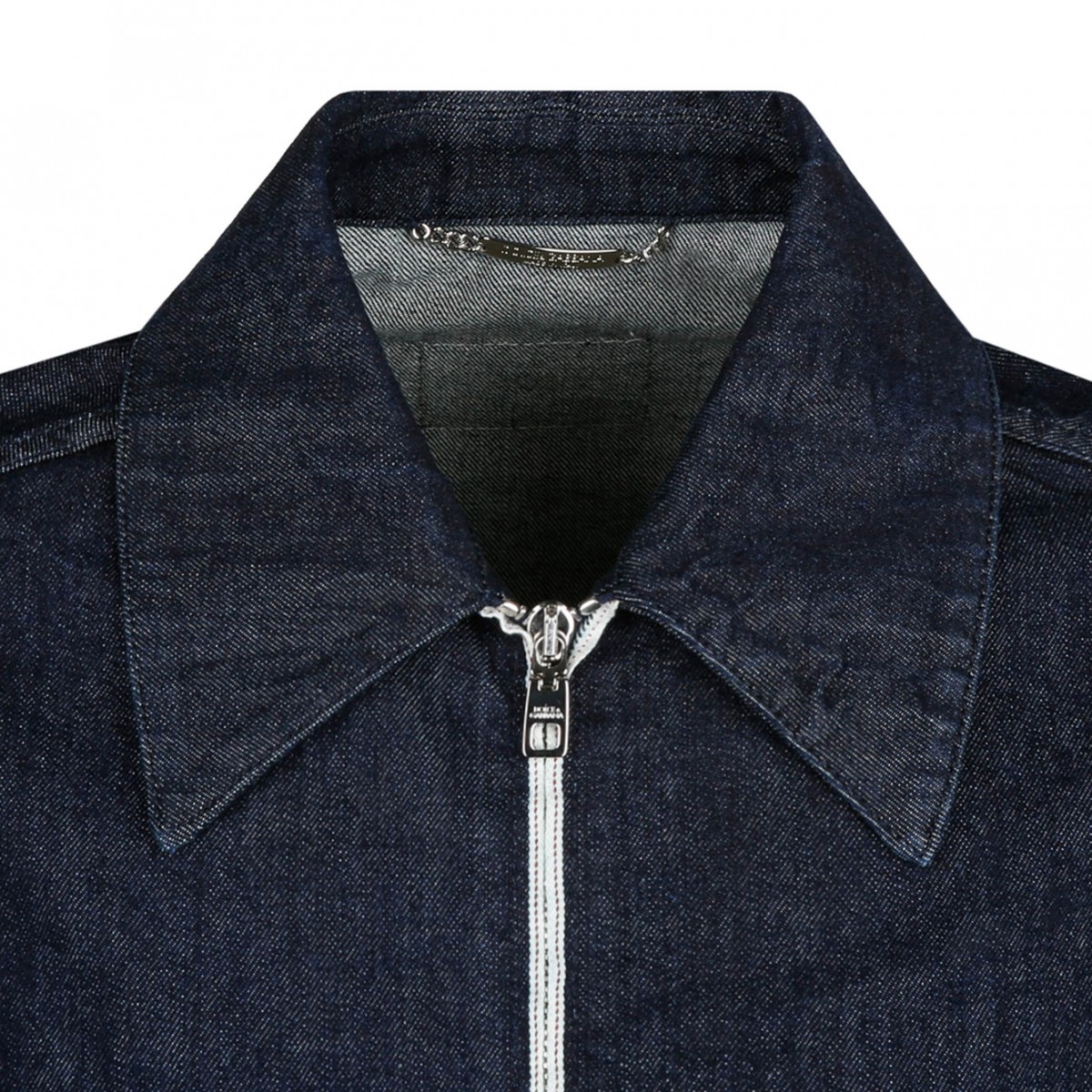 Blue Selvedge Denim Blouse With Zipper