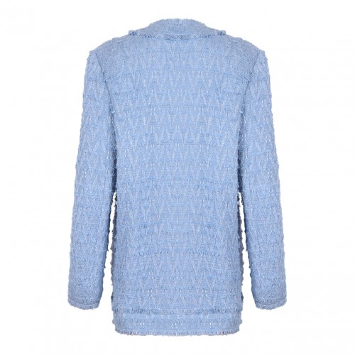 Light Blue Single-Breasted Cotton Rush-Stitch Jacket 2