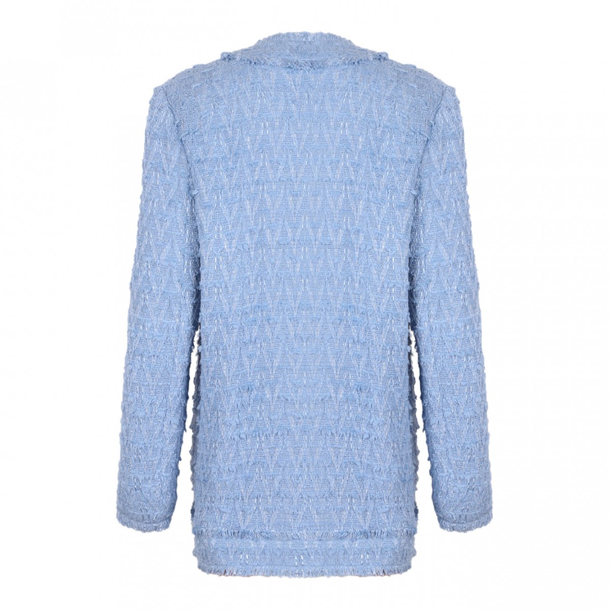 Light Blue Single-Breasted Cotton Rush-Stitch Jacket