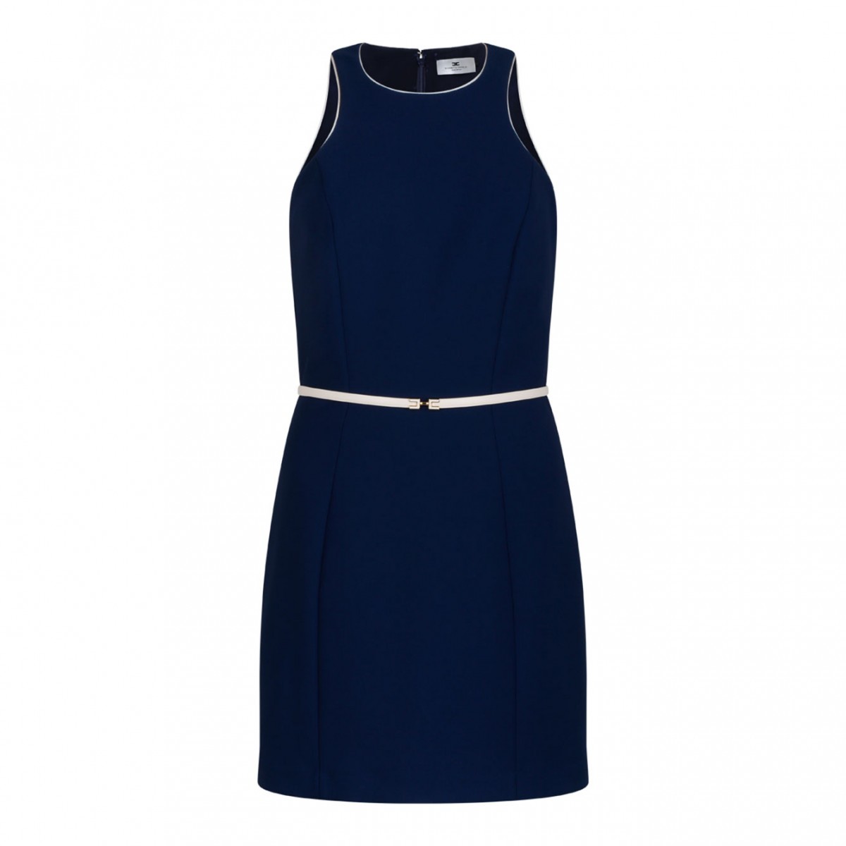 Navy Contrasting Belt Dress