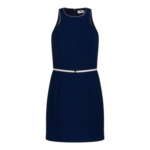 Navy Contrasting Belt Dress
