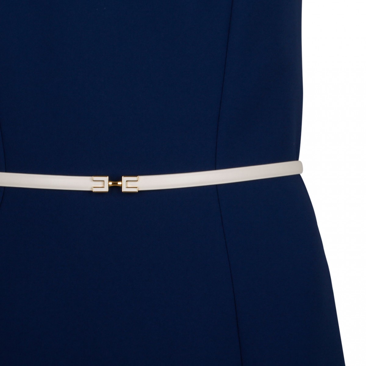Navy Contrasting Belt Dress