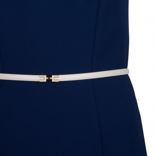 Navy Contrasting Belt Dress