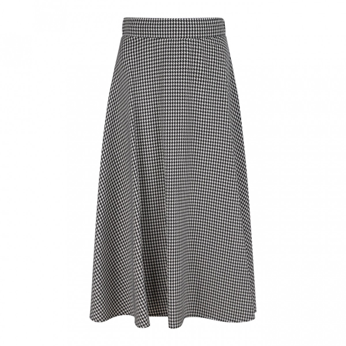 Calf-Length Wool Houndstooth Circle Skirt