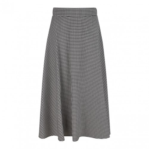 Calf-Length Wool Houndstooth Circle Skirt