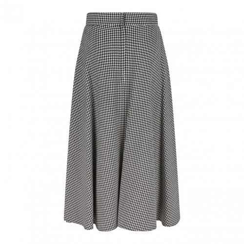 Calf-Length Wool Houndstooth Circle Skirt