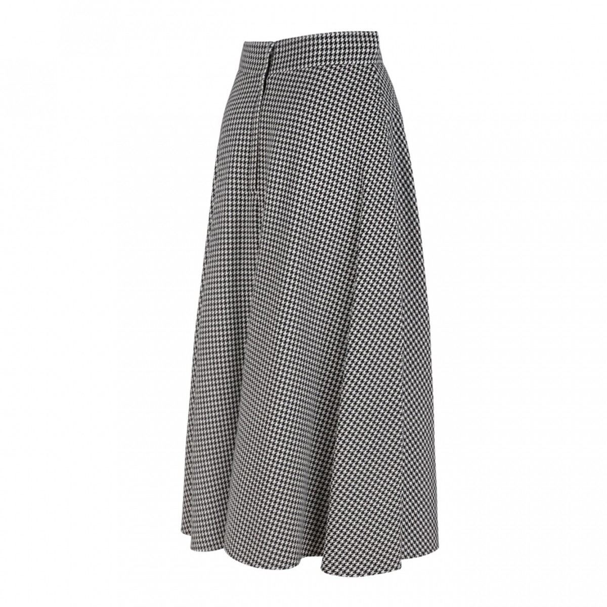 Calf-Length Wool Houndstooth Circle Skirt