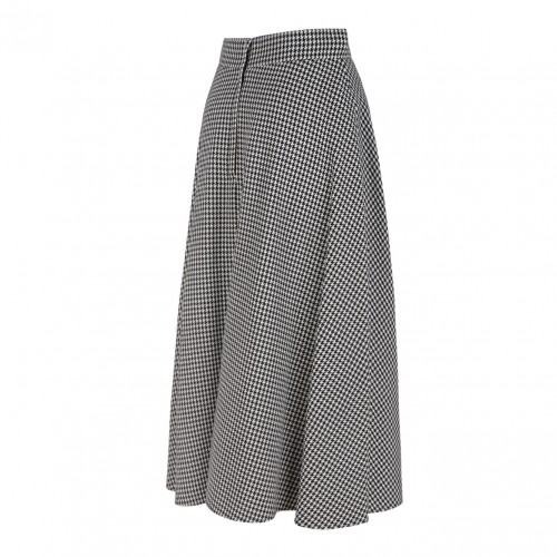 Calf-Length Wool Houndstooth Circle Skirt