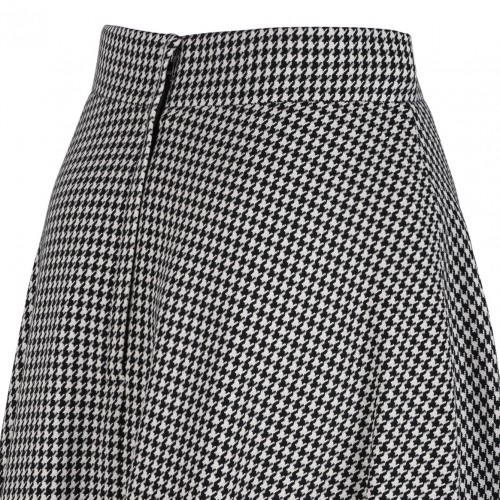 Calf-Length Wool Houndstooth Circle Skirt