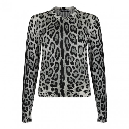 Grey Leo Print Pullover