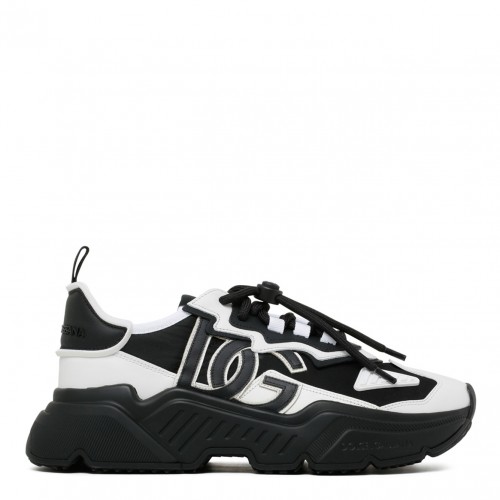 Black and White Leather Day Master Sneakers