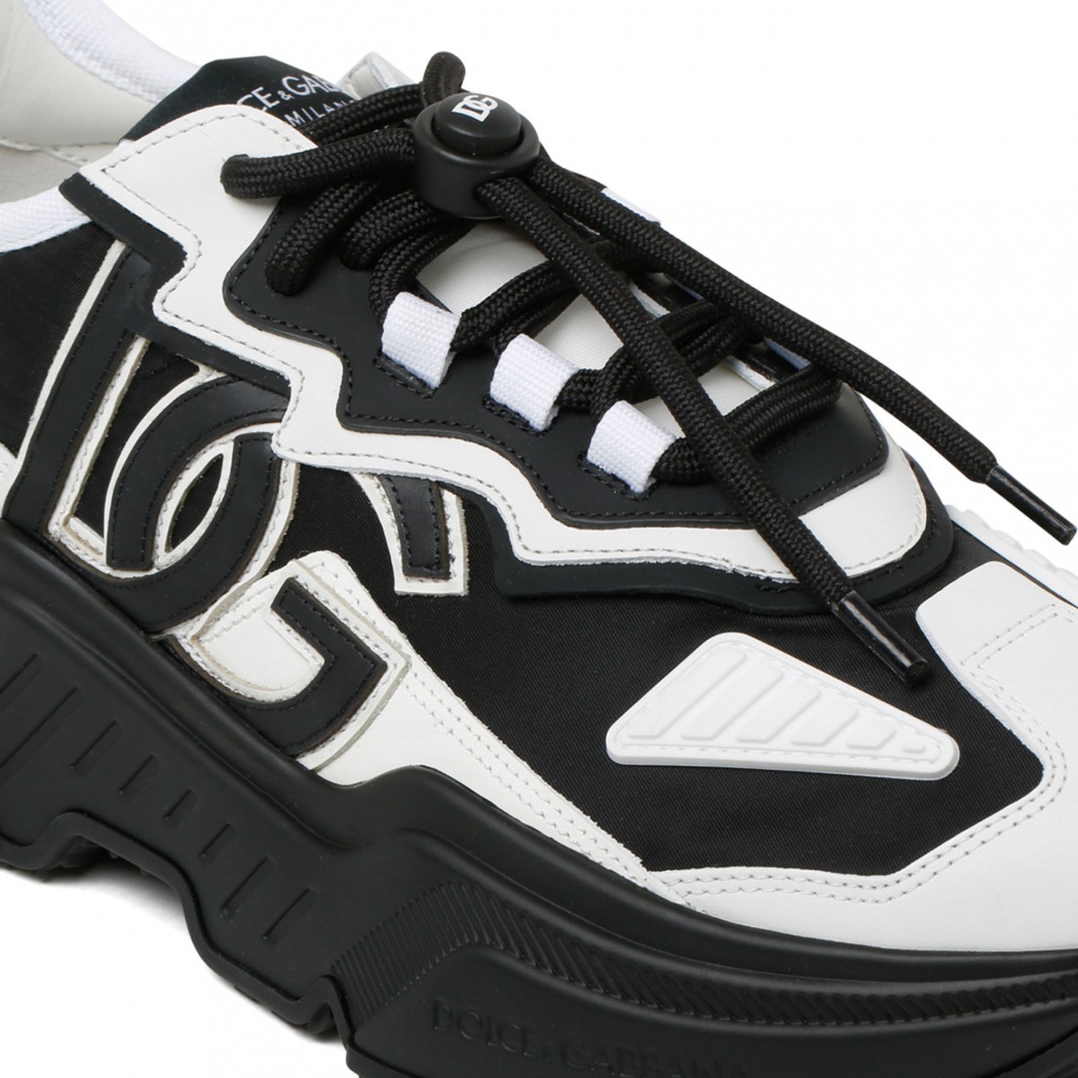 Black and White Leather Day Master Sneakers