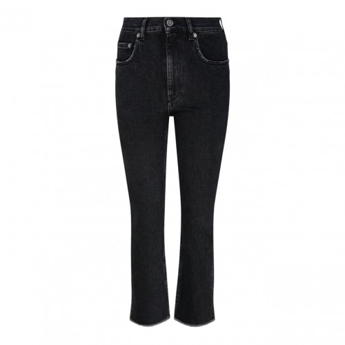 Black Cotton Straight Leg Jeans