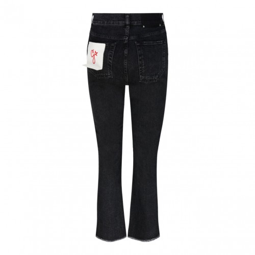Black Cotton Straight Leg Jeans 2