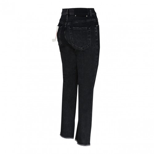 Black Cotton Straight Leg Jeans