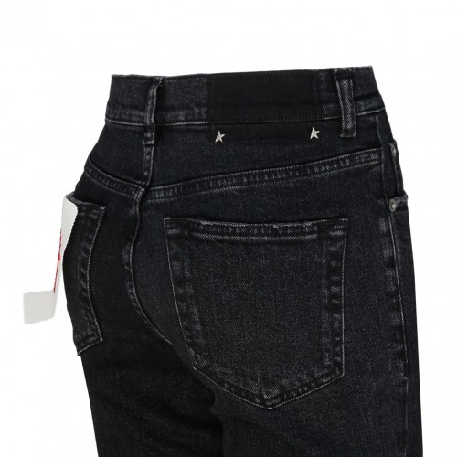 Black Cotton Straight Leg Jeans