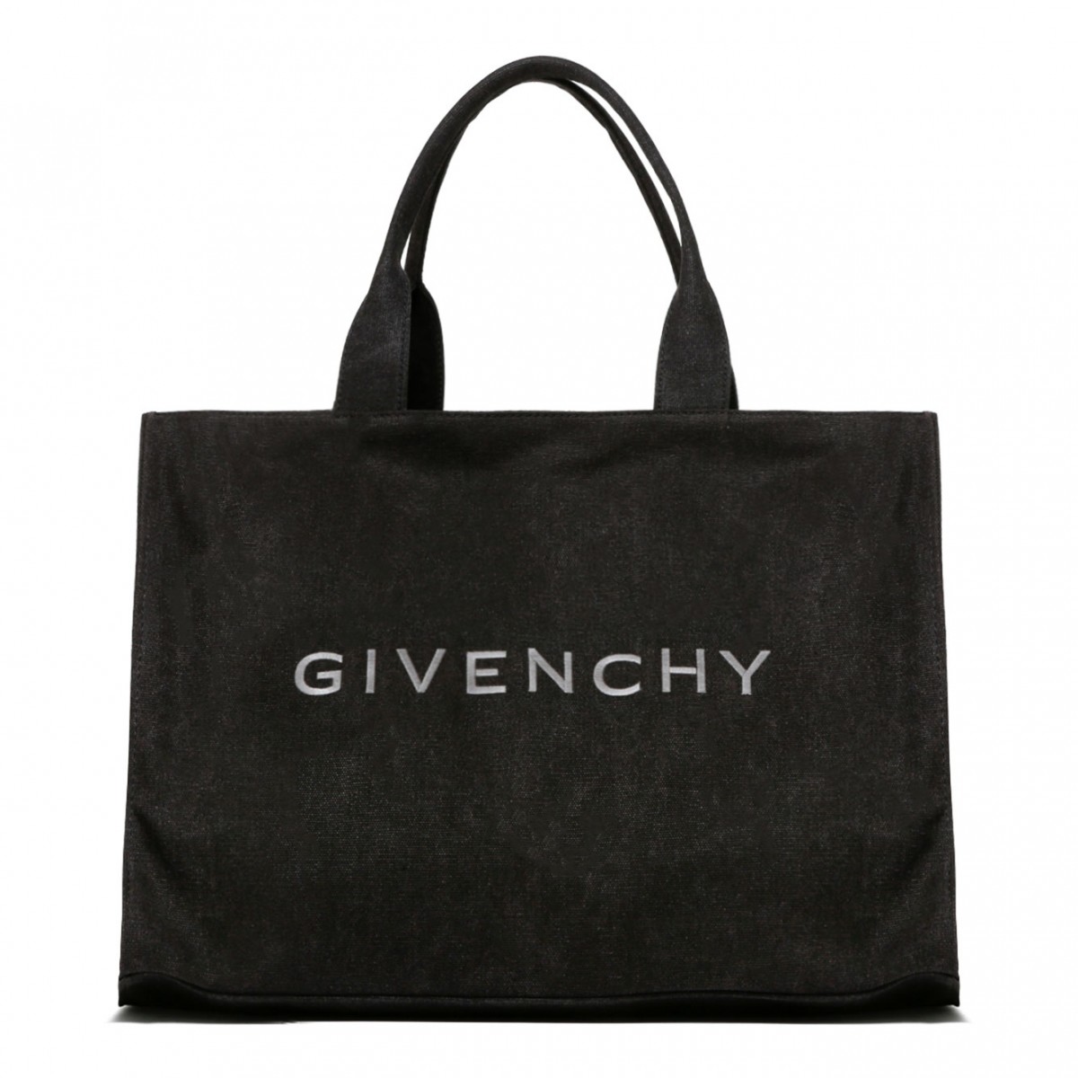 Black Logo Embroidered Tote Bag