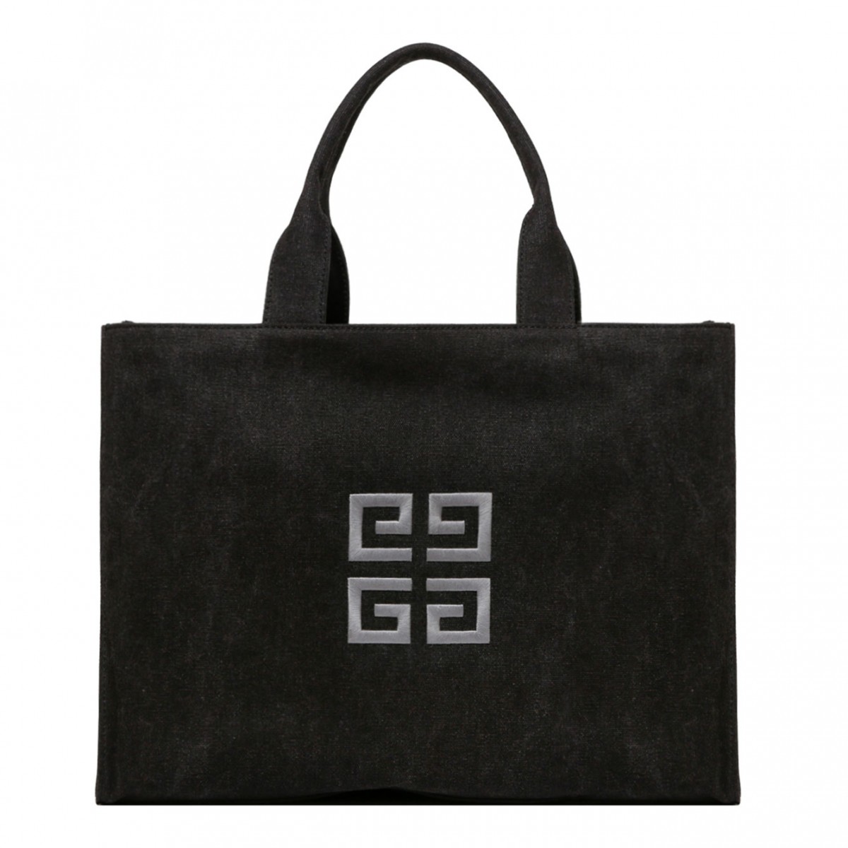 Black Logo Embroidered Tote Bag