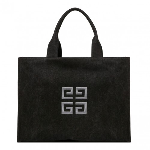 Black Logo Embroidered Tote Bag
