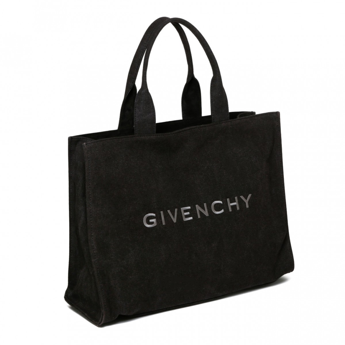 Black Logo Embroidered Tote Bag