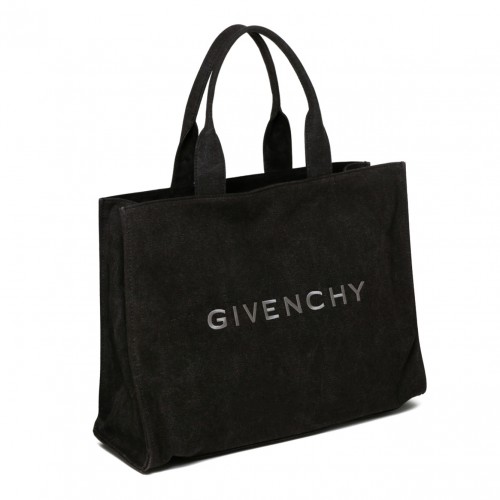 Black Logo Embroidered Tote Bag