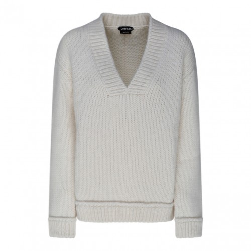 Chalk Alpaca V Neck Pullover Jumper